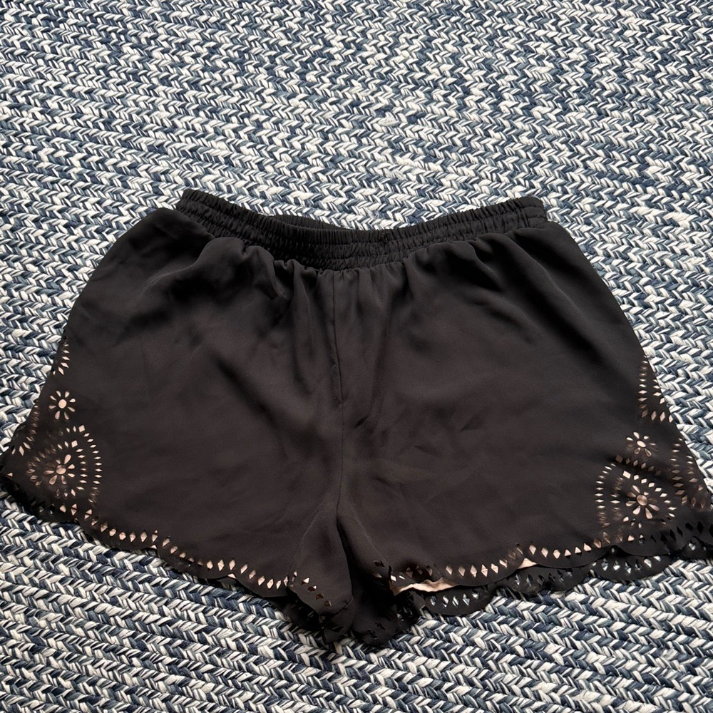 Black Eyelet Accent Shorts
